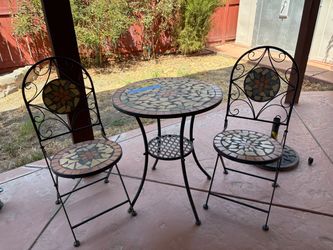 Mosaic Tile Bistro Table and Chair Set