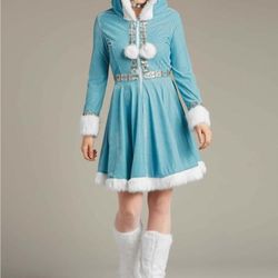 Snow Princess Faux Fur Halloween Costume 