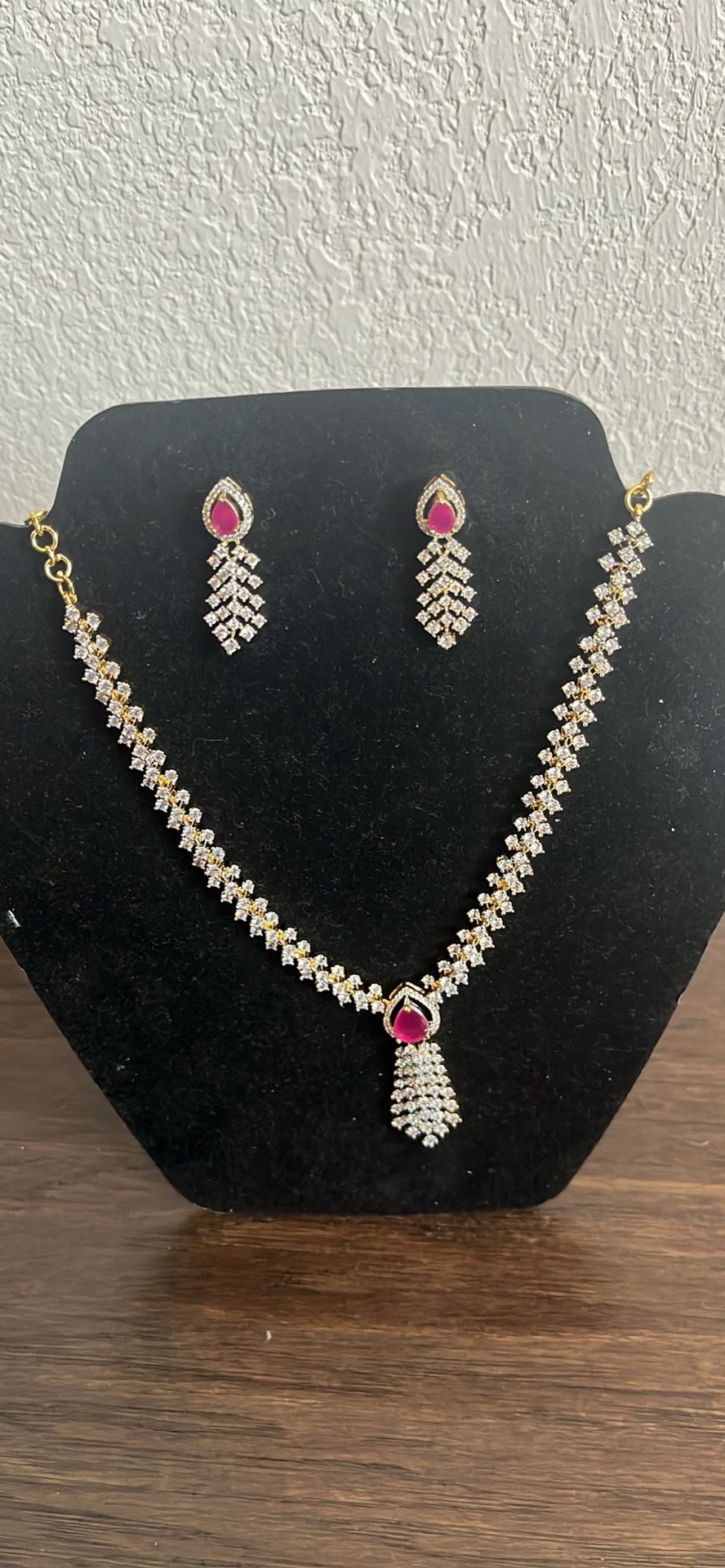 American Diamond And Ruby Stones Jewelry 