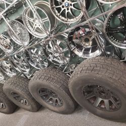 4 USED WHEELS AND TIRES BOLT PATTERN 6X135 FORD F150 