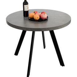 CangLong 35.5" Round Dining Table Mid-Century Modern Table with Solid Metal Legs Leisure Table for Home, Conference, Office & Restaurant, Light Grey