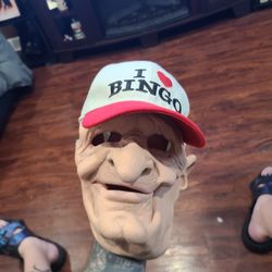 Zagone Studios Be-Nign (B-9), Old Man Mask with Attached "I Love Bingo" Hat