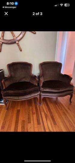 Set of 2 Brown Velvet Chairs