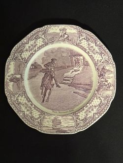 Vintage Crown Ducal Colonial Times Paul Revere’s Ride Transferware Luncheon Plate