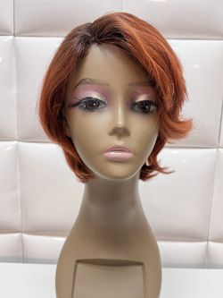 Human Hair Wig-natural Ginger Hair-ginger With Dark Roots-$60 Peluca De Pelo Natural