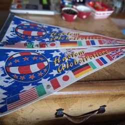 Two Autographed 1990's Harlem Globetrotters Pennants