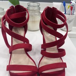 Size 7 Bar III Red Strappy Heels