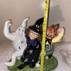 Pacific Rim Halloween Ceramic Light Up Dancing Ghost witch pumpkin figures