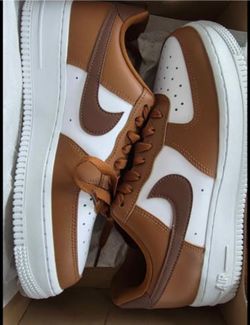 Nike AF1 Air Force 1 Low White Brown Sneakers 8.5 Womens