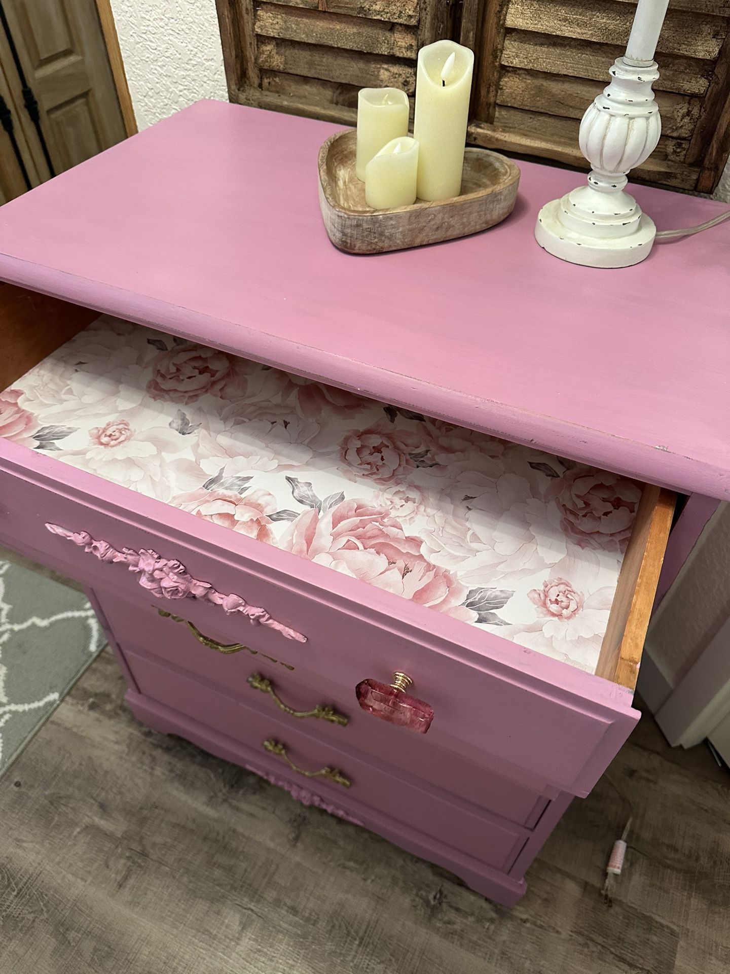 Pink 29”x17”x39” 5 Drawer Dresser