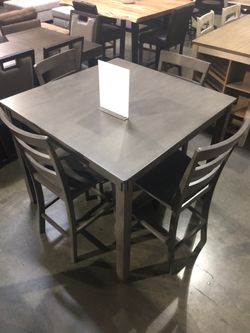 Charcoal Gray 5 Piece Counter height table Set Sale