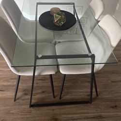 Glass Table + 4 Chairs