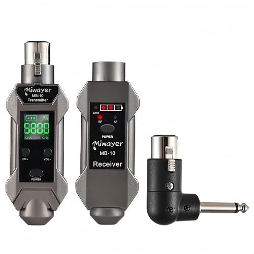 Miwayer Wireless Microphone Transmitter UHF Plug-on Mic Adapter 16 Channels Wireless XLR Microphone System for Dynamic Microphone, Audio Mixer, PA Sys