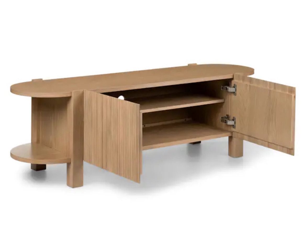 Article Fortra Media Unit – White Oak (open box) Never Used | SKU: 18493 Size: 62.5” W x 18” D x 19.5” H