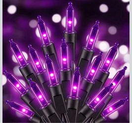 Purple LED Halloween Lights Indoor Outdoor, 99FT 300LED Mini String Lights Autumn Harvest Accent, 8 Modes, Connectable, Waterproof Design, Plug In, 3