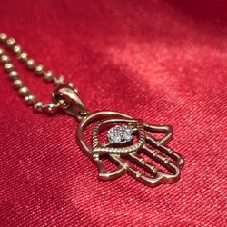 10k Yellow Gold Diamond Hamsa Necklace Set 
