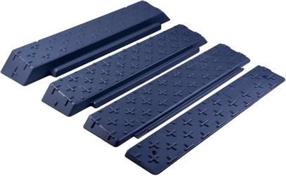 Adjustable Threshold Ramp - 6-Piece Extensible Design for 1"/2"/3"/4"/5"/6" Rise, Durable HDPE Portable Wheelchair Ramps, Detachable for Doorway (4" R