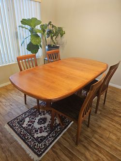 Solid Wood Dining Table with 4 Chairs