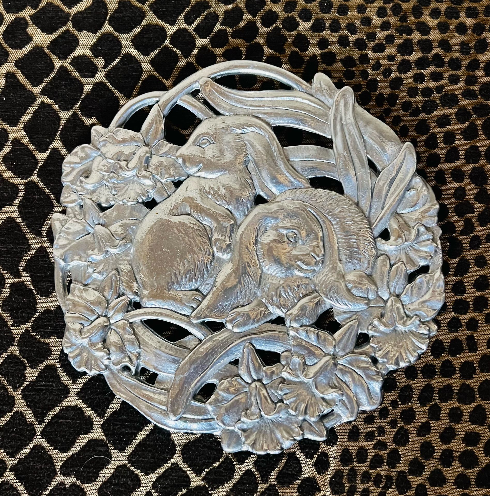 Vintage Signed Arthur Court Bunny Trivet