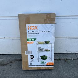 HDX 3-Tier Steel Wire Shelving Unit in Chrome **Missing plastic clips**