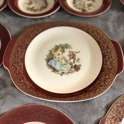 1930’s Serenade Burgundy Lot Of China