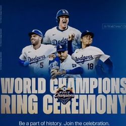 Los Angeles Dodgers 2025 Championship Ring Ceremony Game Single Ticket Vs Arizona Diamondbacks March 27th 2026