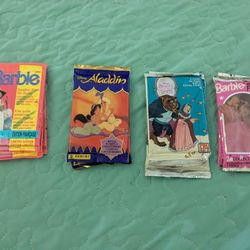 1992 Vintage Trading Cards/9 Pkgs Total  Disney Aladdin & Beauty And The Beast,Barbie.