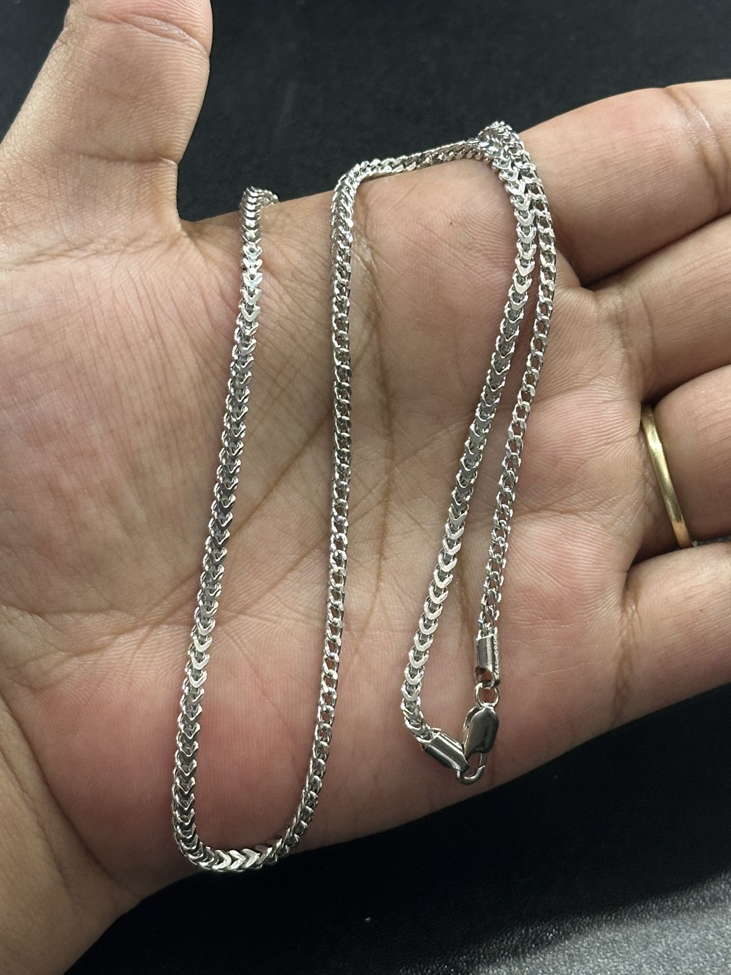 20” Franco Chain, 925 Sterling Silver, Rhodium Plated
