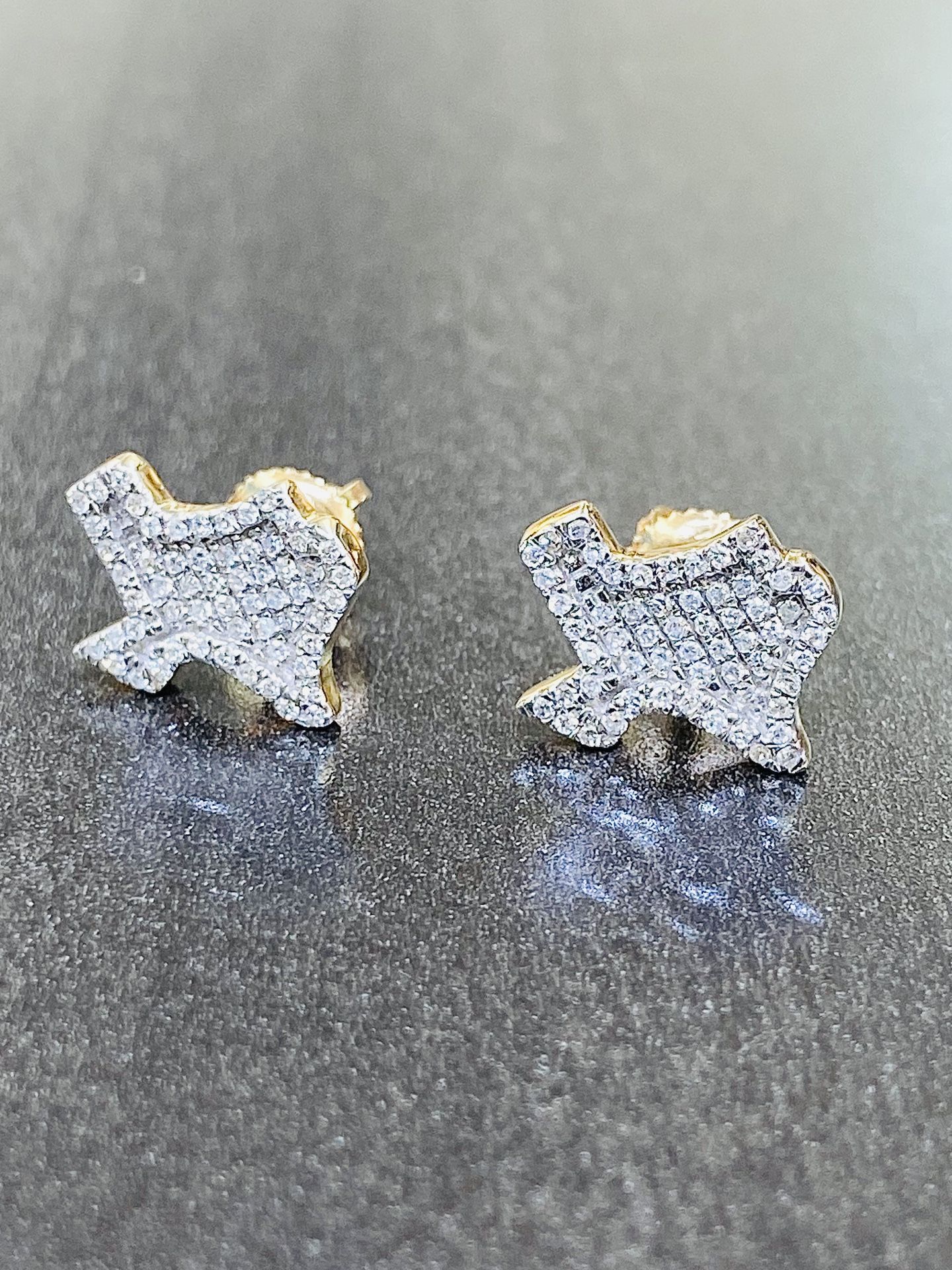 TEXAS YELLOW GOLD DIAMOND STUD EARRINGS JEWELRY $0 Down Financing