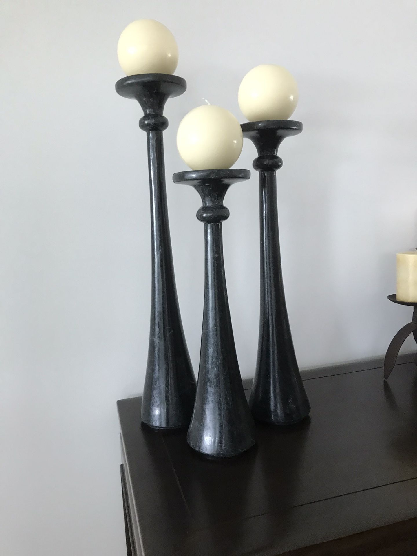 Three Candle Pillars With Candles