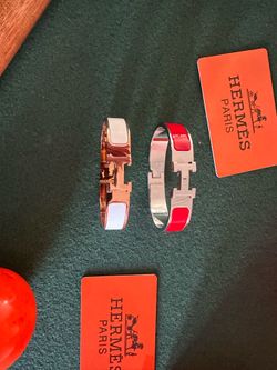 2 Hermès H Clic Clac Bracelets – Red & White –  New