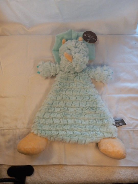 Demdaco Dinosaur Security Blanket Rattle Baby Lovey Green Triceratops Sleeper