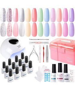 Gel Nail Polish Kit with U V Light, 12 Colors Gel Polish Set, 36W UV Light for Nails, Gel Nail Polish, Starter Nail Kit Gift for Girls Women