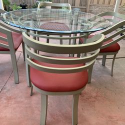 48 Inch Metal Dining Table Set W/ 4 Chairs