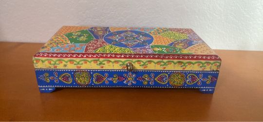 Hand-Painted Wooden Decorative Box