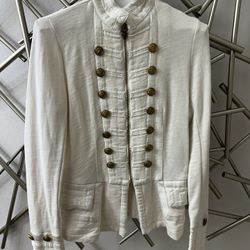 Ralph Lauren Denim & Supply Ivory Military Jacket  Peplum Zip Up Size S