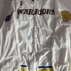 Mitchell N Ness White Warm Up Warriors Jacket  XL
