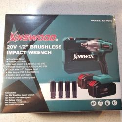 Kinswood 20V 320Nm 1/2" Brushless Cordless Impact Wrench 2 Battery Included