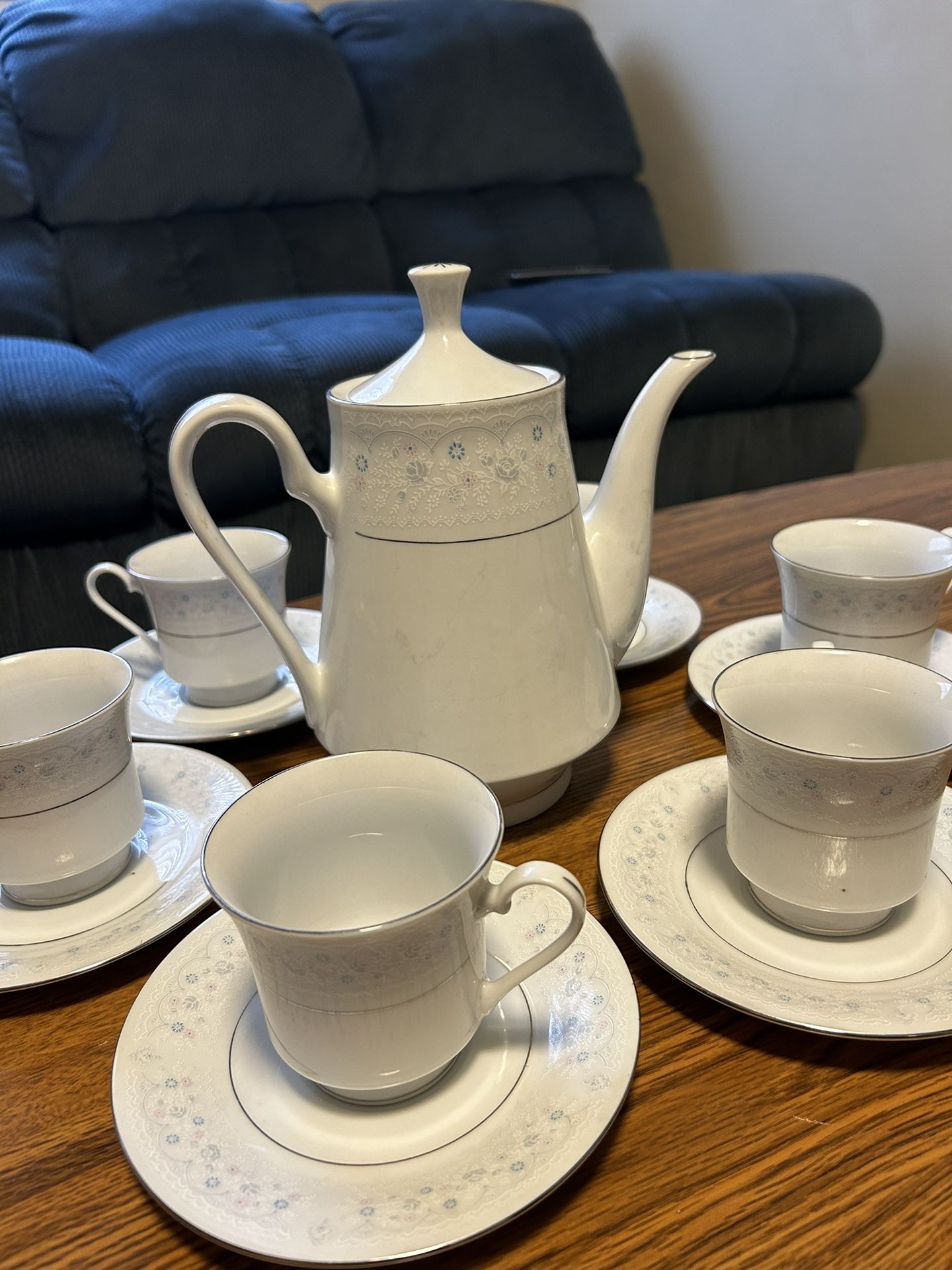 China Tea Cups, Saucers, And Tea Pot
