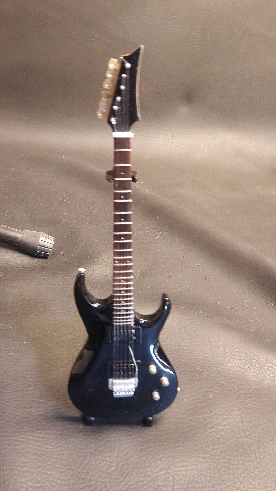 Miniature Black Electric Guitar handcrafted with stand