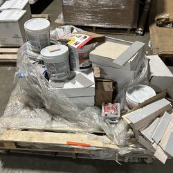 Tile and Grout (8 full boxes of tile, 3 buckets of grout, 2 large buckets of acrylpro)