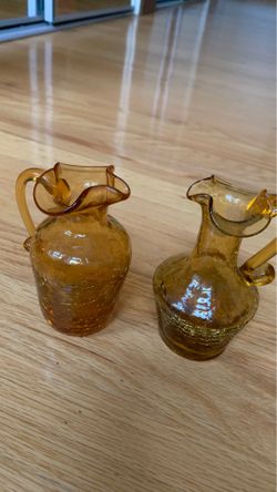 Amber crackle glass vases