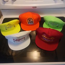 5 New Nascar Caps 1 Tide Racing Team & 4 Folgers Racing Team