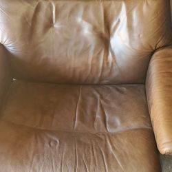 ekornes leather chair and ottoman