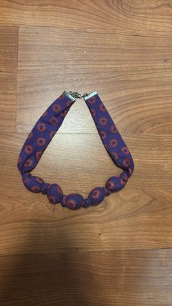 Purple and orange cotton necklace