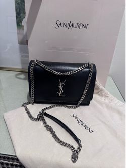 YSL black leather sunset bag. Authentic