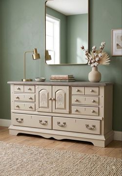 Cream Vaughan Of Virginia By Bassett Furniture Solid Wood 10 Drawer Dresser