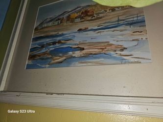 Framed Watercolor Landscape Painting