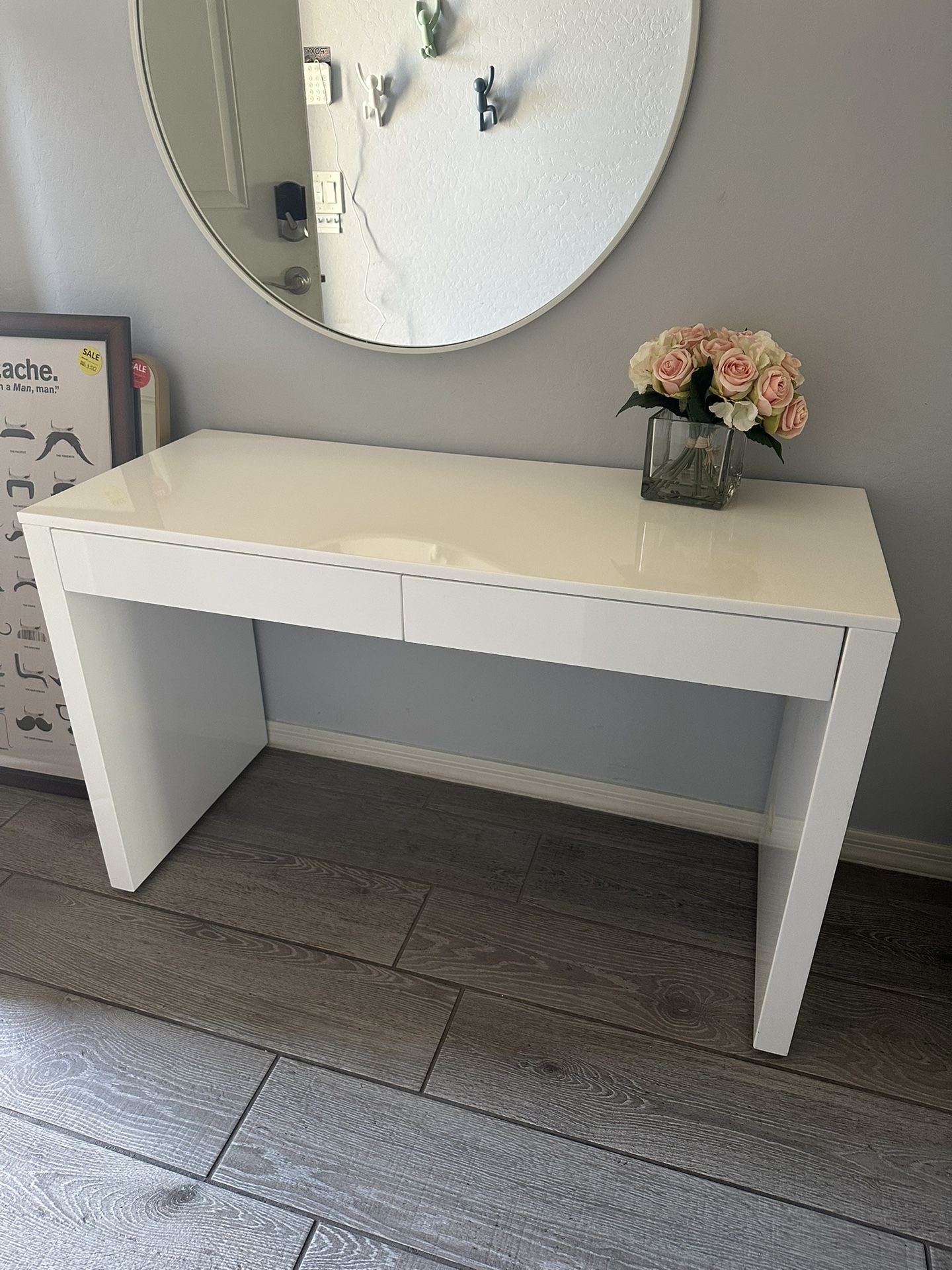 Runway 2-Drawer White Lacquered Wood Desk From cb2