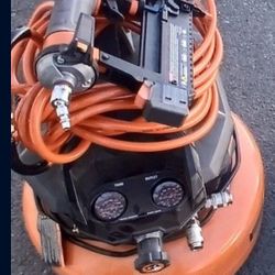 RIDGID COMPRESSOR AND NAIL GUN 